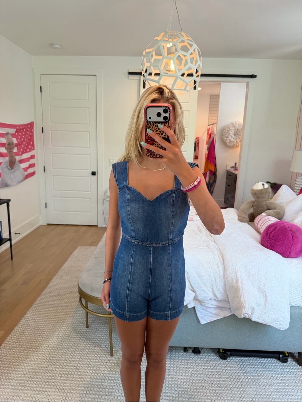 Alice + Olivia Blue Denim Romper